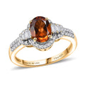 D'Joy AAA Ceylon Honey Garnet and Moissanite 2.00 ctw Solar Empress Ring in 18K Vermeil Yellow Gold Over Sterling Silver (Size 10.0) - Sticky add to cart bar