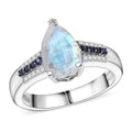 D'Joy Premium Rainbow Moonstone, Multi Gemstone Lunar Blossom Ring in Rhodium Over Sterling Silver (Size 10.0) 2.25 ctw - Sticky add to cart bar