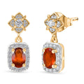 D'Joy Premium Ceylon Hessonite Garnet and White Zircon 1.70 ctw Earrings in 18K YG Plated Sterling Silver - Sticky add to cart bar