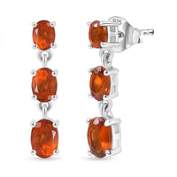 D'Joy Premium Ceylon Hessonite Garnet 2.15 ctw Earrings in Platinum Over Sterling Silver