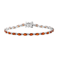 D'Joy Premium Ratnapura Hessonite Garnet and White Zircon 8.00 ctw Bracelet in Rhodium Over Sterling Silver (7.50 In)