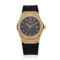 EON 1962 Moissanite Ronda 505 with Date Swiss Movement Ladies Watch in ION Plated YG Stainless Steel 3.00 ctw