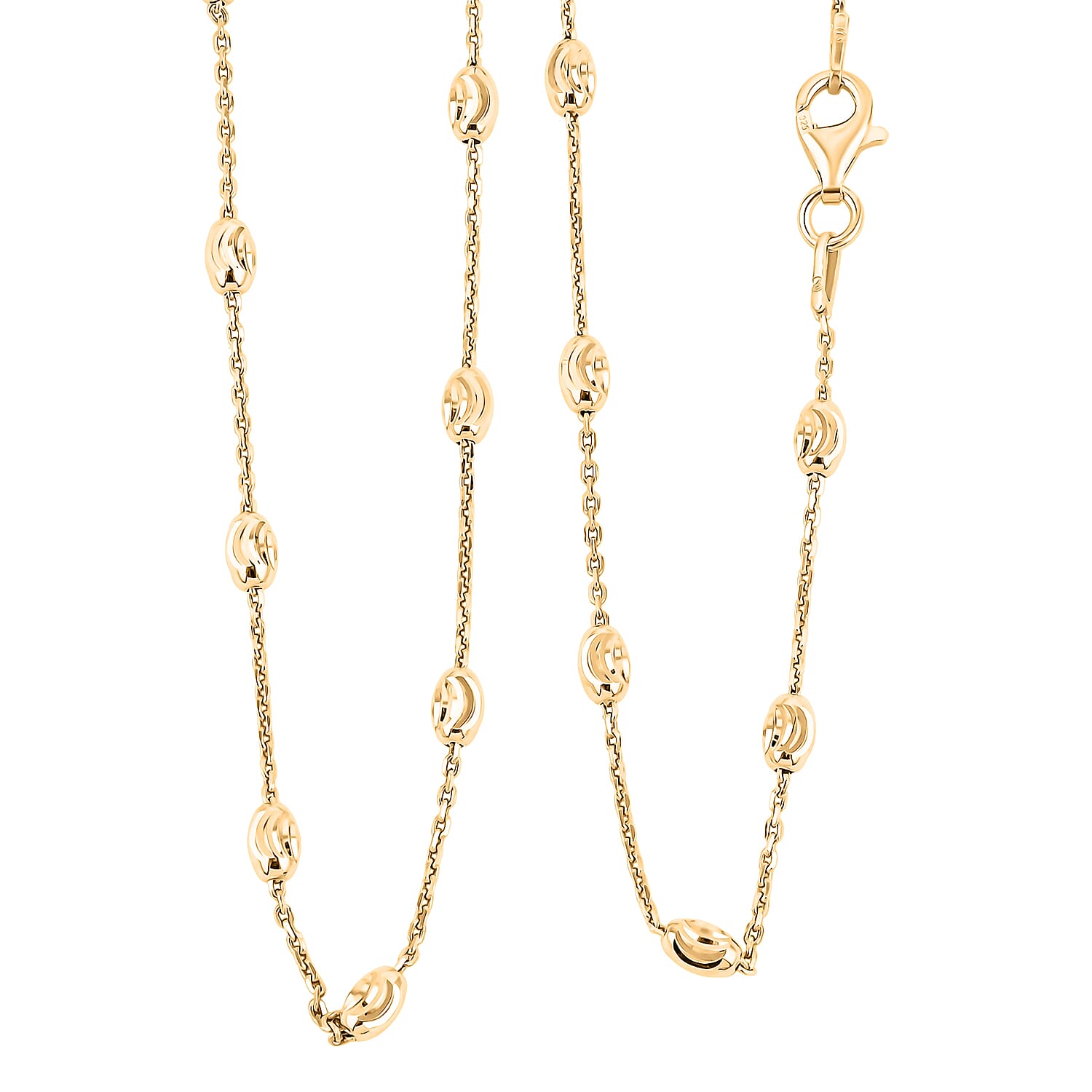 14K Yellow Gold Over Sterling Silver Over the Moon Necklace 18 Inches 4.3 Grams
