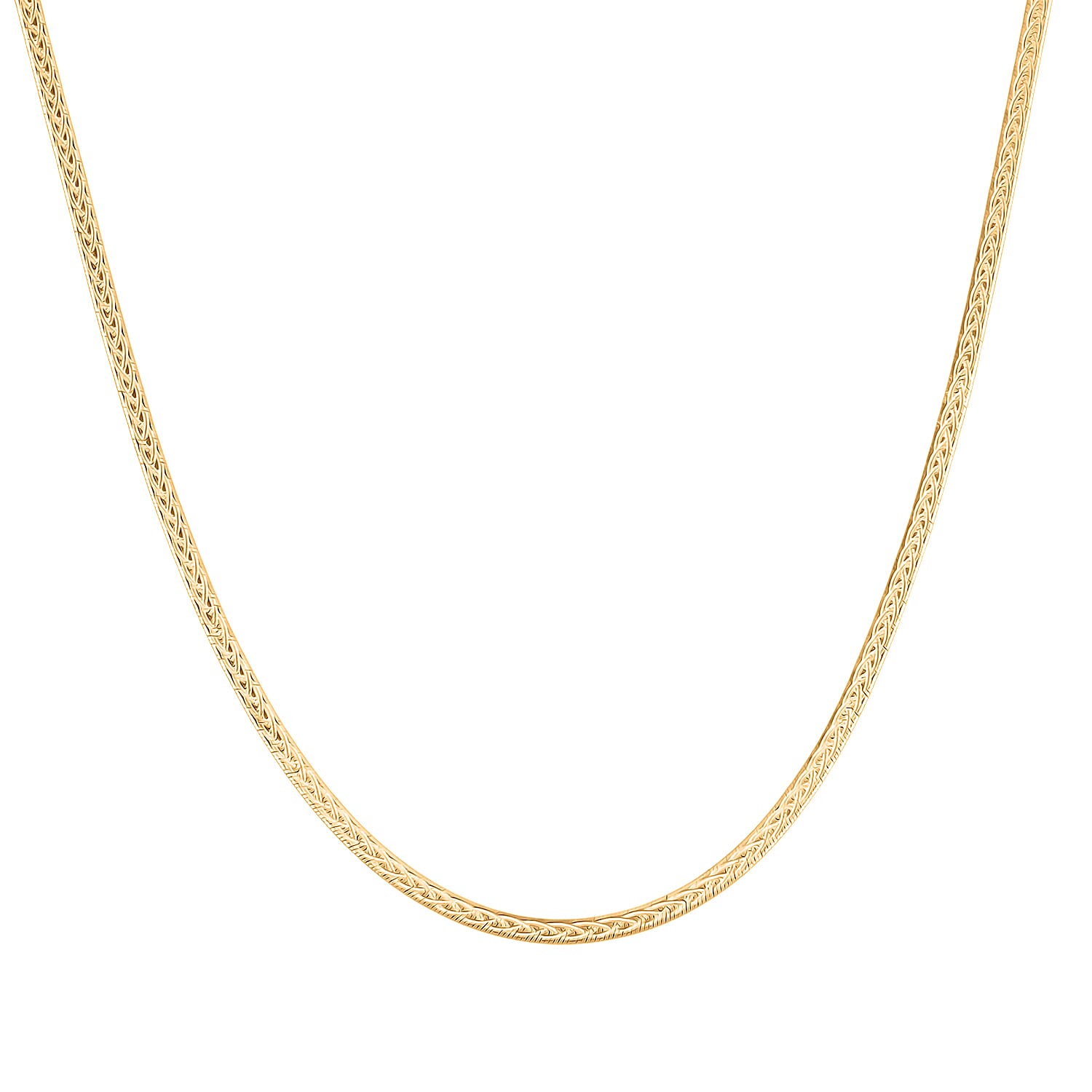 14K YG Over Sterling Silver Criss Cross Herringbone Chain Necklace (18 Inches) (3.40 Grams)