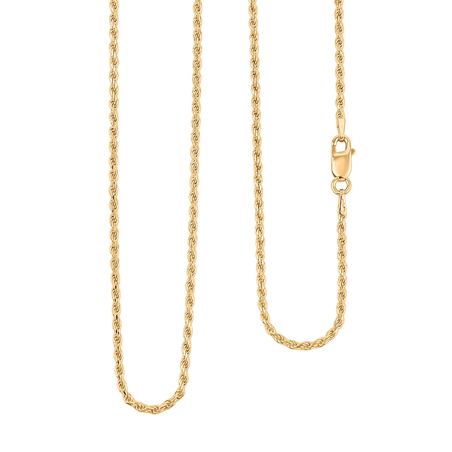 14K Yellow Gold Over Sterling Silver Rope Necklace 22 Inches 5.9 Grams