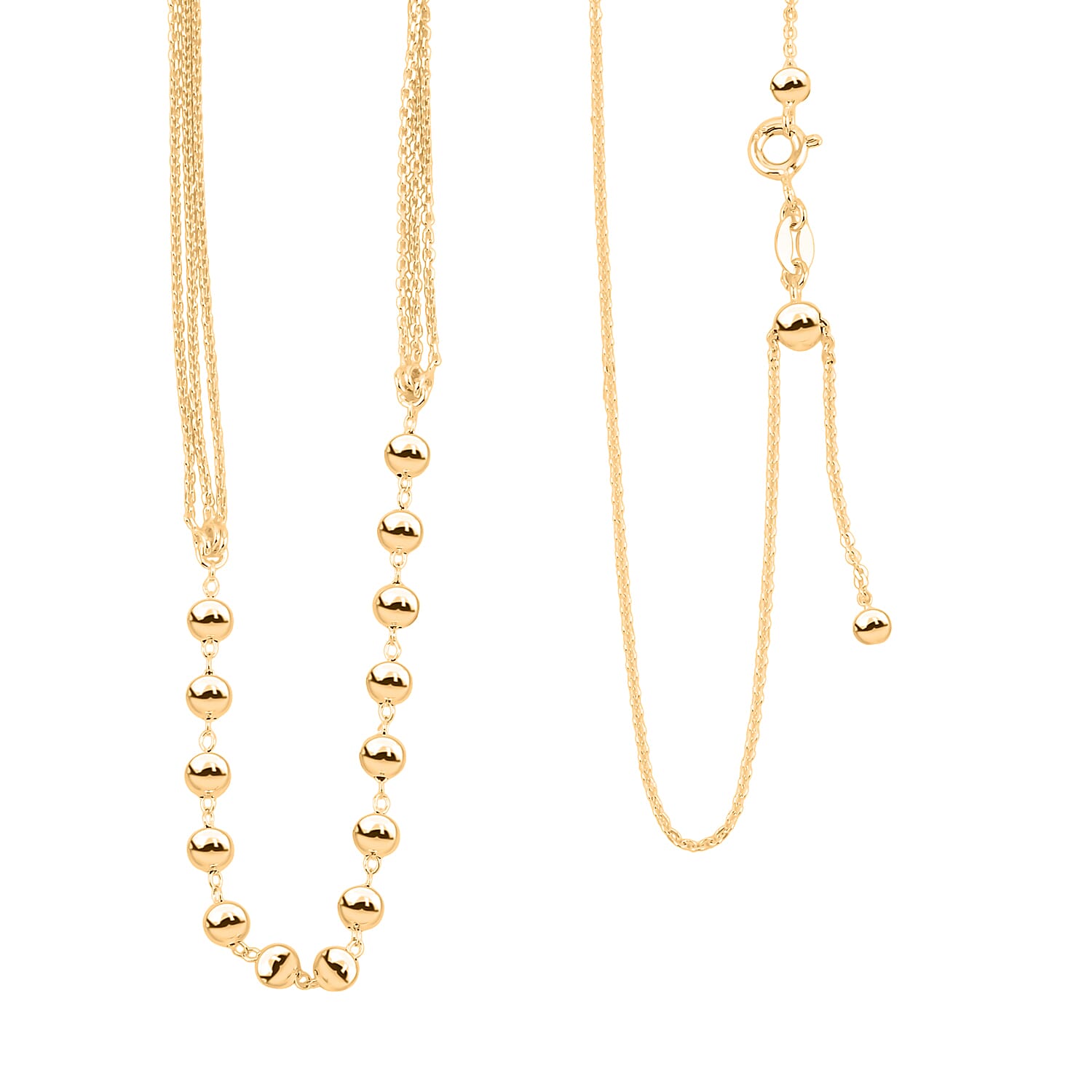 14K Yellow Gold Over Sterling Silver Beaded Link Chain Necklace 24 Inches 4 Grams