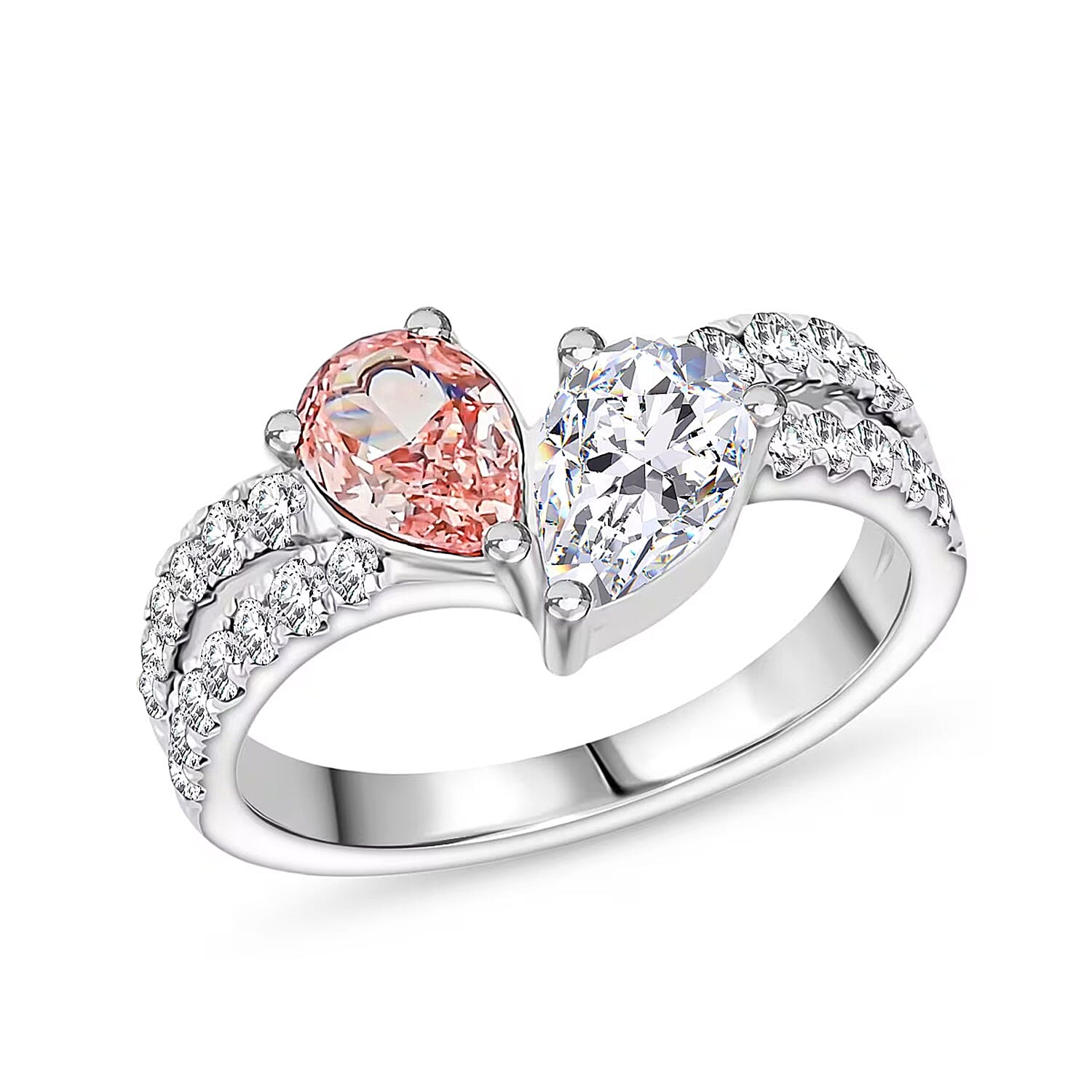 Luxuriant Lab Grown Pink Diamond (IR) and Lab Grown Diamond VS2 2.00 ctw Ring in 14K White Gold 4.10 Grams