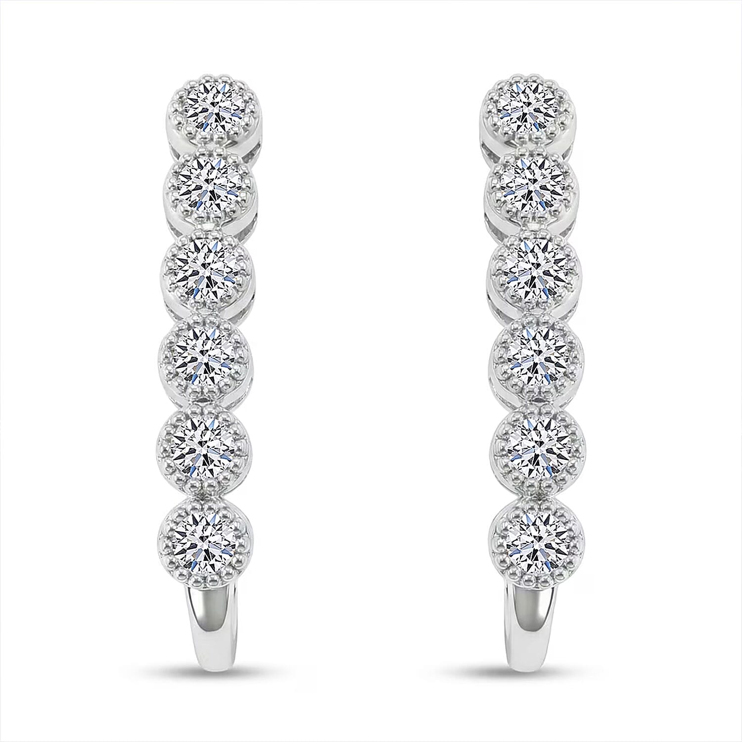 Luxuriant Lab Grown Diamond VS-SI 0.75 ctw Hoop Earrings in Sterling Silver