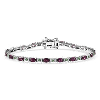 D'Joy Premium Radiant Ember Garnet, Multi Gemstone Bracelet in Rhodium Over Sterling Silver (7.25 In) 6.85 ctw