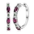 One Time Only D'Joy Radiant Ember Garnet, Multi Gemstone Hoop Earrings in Rhodium Over Sterling Silver 2.10 ctw - Sticky add to cart bar