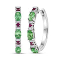 One Time Only D'Joy Radiant Ember Garnet, Multi Gemstone Hoop Earrings in Rhodium Over Sterling Silver 2.10 ctw - Sticky add to cart bar