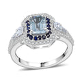 D'Joy Mangoro Aquamarine and Multi Gemstone 1.70 ctw Royal Heirloom Ring in Rhodium Over Sterling Silver - Sticky add to cart bar