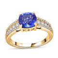 10K Yellow Gold Premium Tanzanite, Luxuriant Lab Grown Diamond (G-H, SI) (0.40 cts) Royal Regency Ring (Size 6.0) 2.40 ctw - Sticky add to cart bar