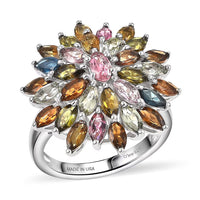 D'Joy Premium Multi-Tourmaline Ring in Rhodium Over Sterling Silver (Size 10.0) 4.20 ctw