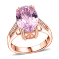 AAA Martha Rocha Kunzite, Luxuriant Lab Grown Diamond (G-H, SI) Ring in 18K Vermeil RG Over Sterling Silver (Size 10.0) 9.20 ctw - Sticky add to cart bar