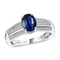 Rhapsody 950 Platinum AAAA Ceylon Blue Sapphire, Diamond (E-F, VS) (0.28 cts) Crown Line Ring (Size 6.0) (6.25 g) 1.60 ctw - Sticky add to cart bar