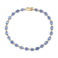 Luxoro 10K Yellow Gold AAA Ceylon Blue Sapphire Blue Majesty Tennis Bracelet (7.25 In) 10.50 ctw