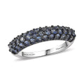 D'Joy Premium Ceylon Blue Sapphire Royal Blue Band Ring in Rhodium Over Sterling Silver (Size 10.0) - Sticky add to cart bar