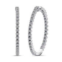 Luxuriant Lab Grown Diamond Hoop Earrings in Rhodium Over Sterling Silver 0.75 ctw