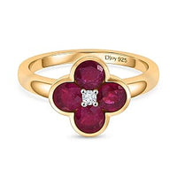 D''Joy African Ruby and White Zircon Ring in 18K Vermeil YG Over Sterling Silver (Size 10.0) 1.58 ctw