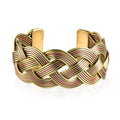 Handmade Criss Cross Cuff Bracelet in Goldtone and Rosetone - Sticky add to cart bar