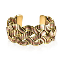 Handmade Criss Cross Cuff Bracelet in Goldtone and Rosetone