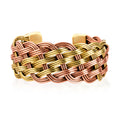 Handmade Criss Cross Cuff Bracelet in Goldtone and Rosetone (7In) - Sticky add to cart bar