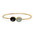 Blue Calcedony and Black Onyx Bangle Bracelet in Goldtone - Sticky add to cart bar