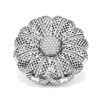 D'Joy Simulated Diamond Floral Ring in Rhodium Over Sterling Silver (Size 10.0) 0.65 ctw