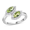 D'Joy Hebei Peridot, White Zircon Ring in Platinum Over Sterling Silver (Size 10.0) 1.20 ctw - Sticky add to cart bar