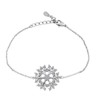 Simulated Diamond Snowflake Bracelet in Silvertone (6.5-7.5In) 2.22 ctw