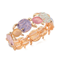 Multi Color Enameled Turtle and Starfish Bangle Bracelet in Goldtone (7-7.5In)