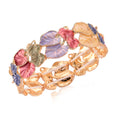 Multi Color Enameled Daisy Floral Bangle Bracelet in Goldtone (7-7.5In) - Sticky add to cart bar