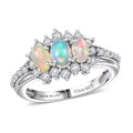 D'Joy Premium Ethiopian Welo Opal, White Zircon Ring in Platinum Over Sterling Silver (Size 10.0) 1.60 ctw - Sticky add to cart bar