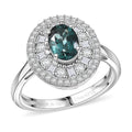 D'Joy Premium Pirineu Lagoon Tourmaline, Moissanite Ring in Rhodium Over Sterling Silver (Size 6.0) 2.15 ctw - Sticky add to cart bar