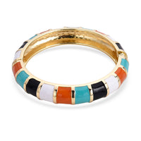 Multi Color Enameled Bangle Bracelet in Goldtone (7.25 In)