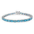 D'Joy Cambodian Blue Zircon Bracelet in Rhodium Over Sterling Silver (6.50 In) 19.40 ctw - Sticky add to cart bar
