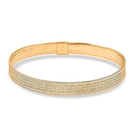 Italian Greek Key Mesh Bangle Bracelet in 10K Yellow Gold (7.00 Inches)