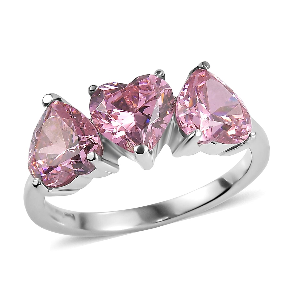 EverTrue Simulated Pink Diamond Heart Ring in Stainless Steel (Size 10.0) 7.00 ctw