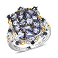 D'Joy Tanzanite, Blue Sapphire Ring in 18K Vermeil YG and Rhodium Over Sterling Silver Size 7 3.00 ctw - Sticky add to cart bar
