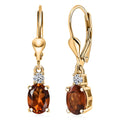 AAA Ceylon Honey Garnet, Lab Grown Diamond Earrings in 18K Vermeil YG Over Sterling Silver 2.20 ctw - Sticky add to cart bar
