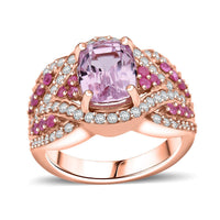 TLV D'Joy Martha Rocha Kunzite, Multi Gemstone Ring in 18K Vermeil RG Over Sterling Silver (Size 10.0) 3.40 ctw