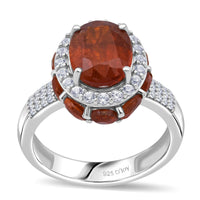 D'Joy Orange Kyanite, White Zircon Ring in Rhodium Over Sterling Silver (Size 10.0) 6.60 ctw