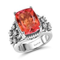 EverTrue Emeraldine Quartz, White Zircon Ring in Platinum Bond (Size 10.0) 7.50 ctw
