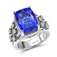 EverTrue Emeraldine Quartz, White Zircon Ring in Platinum Bond (Size 10.0) 7.50 ctw
