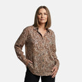 Casa Cabana Black Periwinkle Long Sleeve Blouse -L - Sticky add to cart bar