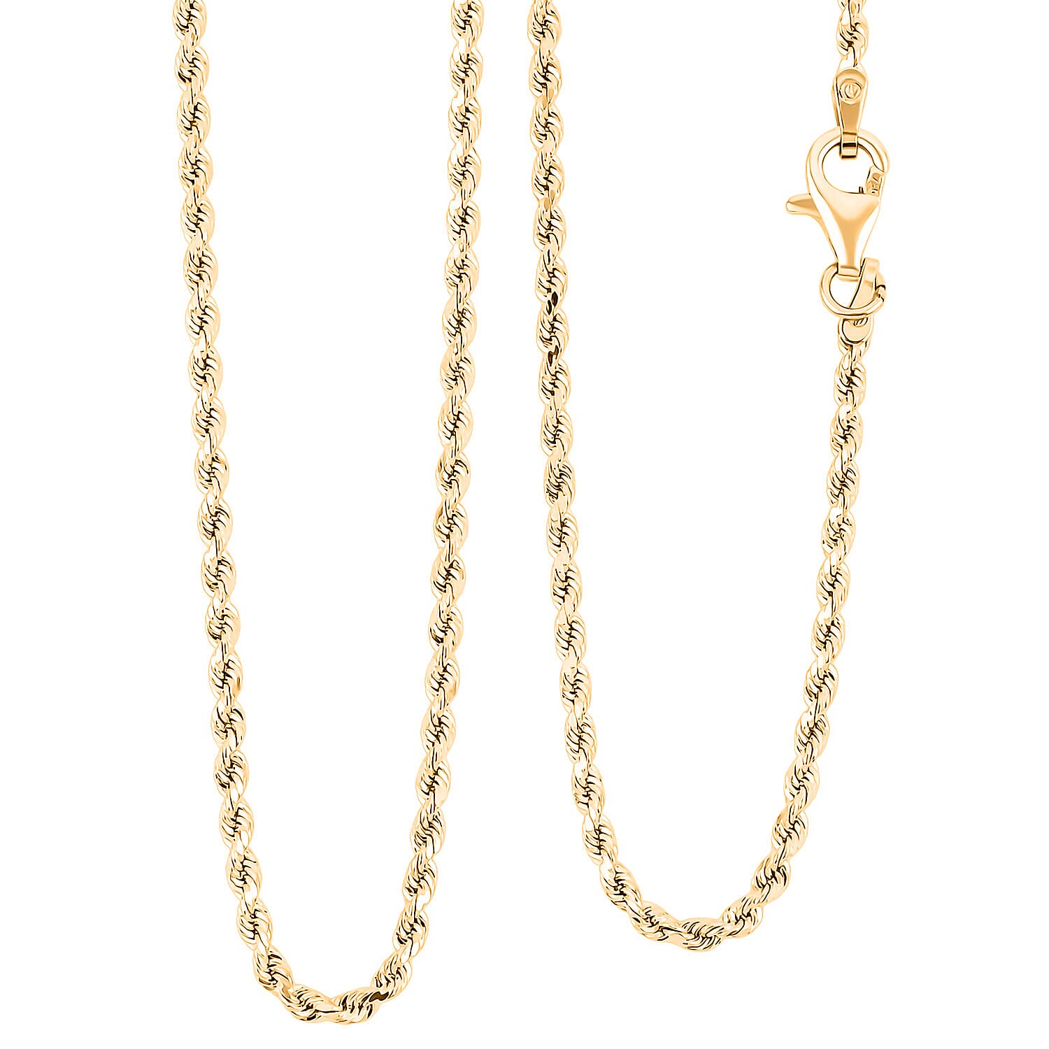 One Time Only 18K Yellow Gold 1.8 mm Rope Necklace 22 Inches 4.6 Grams