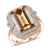 Luxoro 10K Rose Gold AAA Marialite, Yellow Sapphire and Diamond (I2) (0.29 cts) Ring (Size 6.0) (5.35 g) 7.70 ctw