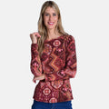 Christopher & Banks Burgundy Geometric Print Long Sleeve Thermal Tee - Large - Sticky add to cart bar