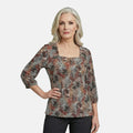 Closeout Christopher & Banks Burgundy Smocked Raglan Sleeve Square Neck Peasant Top - 1X - Sticky add to cart bar